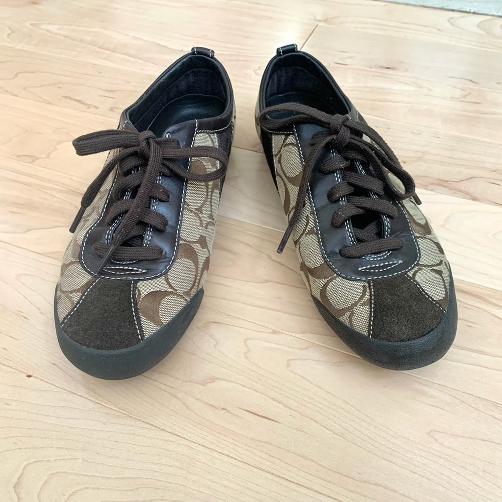 Coach Brown Signature Canvas Lace-Up Sneakers size 8.5W - Picture 4 of 15